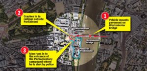 map of Westminster terrorist attack