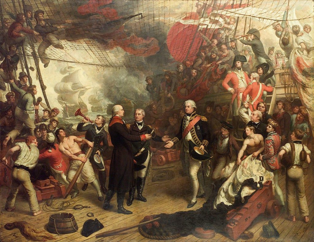 Admiral Duncan Receiving the Sword of the Dutch Admiral de Winter at the Battle of Camperdown, 11 October 1797.